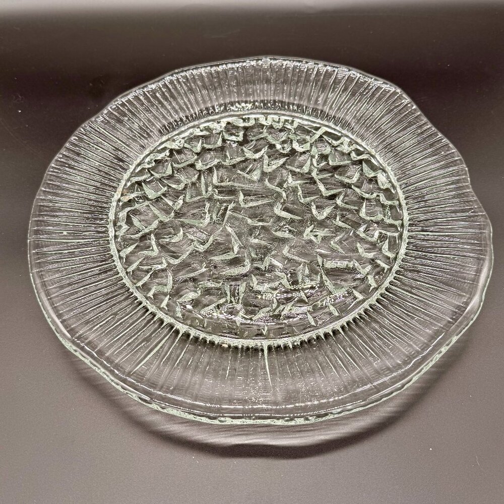 Iittala Ultima Thule Ice Art Glass 13.5" Platter Tapio Wirkkala Design Finland